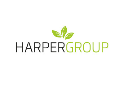 Harper Group logo brand graphic design green identity illustration leaf logo logotype mark web design