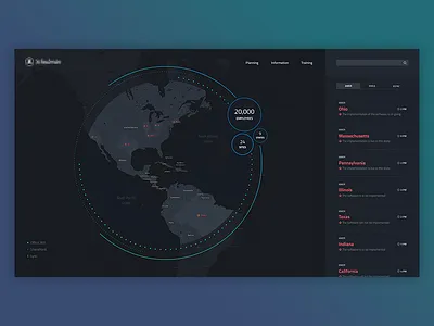Dashboard animation clean dark dashboard design flat layout one pager onepager ui ux worldmap