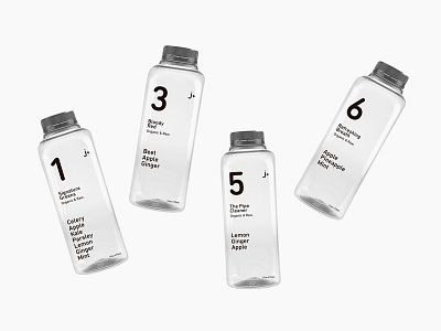 J+ brand branding design juice logo minimal pack packaging typography