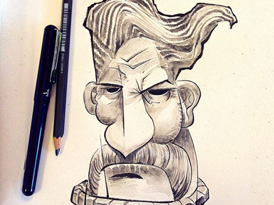 fisherman illustration ink paper pentel sketch