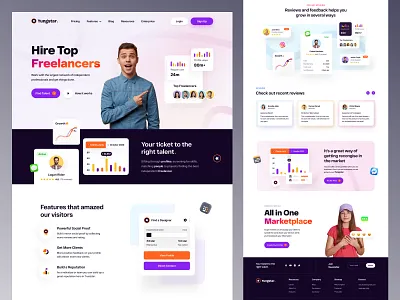 Talent Hiring Platform Landing Page curriculum vitae employment freelancer hiring hiring platform homepage job landing page portfolio rating review social proof talent web web design web page web site webdesign webpage website website design
