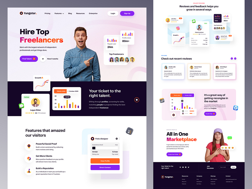 Talent Hiring Platform Landing Page by Farzan Faruk for Rylic Studio on ...