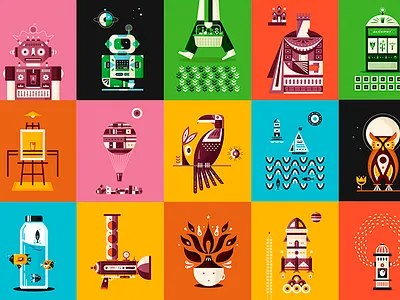 Label Illustrations azambuja coffee color geometric illustration juices label martin vector