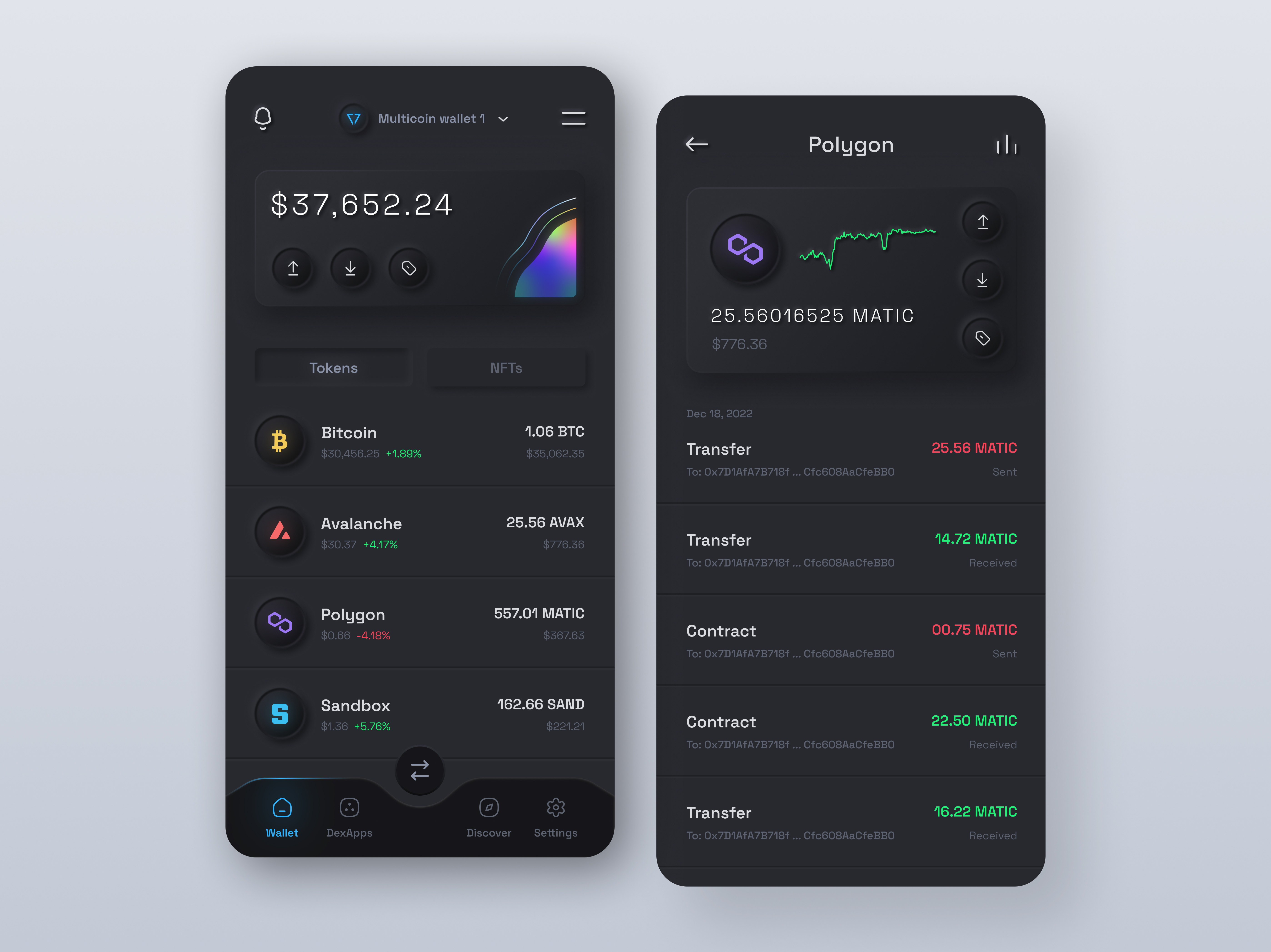 Neumorphism Crypto Wallet application black blockchain case study crypto dark dark theme iwallet kamyar yazdanpanah mobile design neumorphism ui ui8 user experience user interface ux ux research visual experience wallet web3