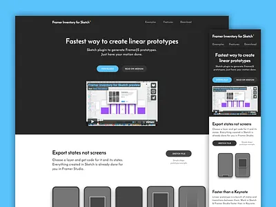 Framer Inventory Landing Page framer ios music onboarding prototype swipes