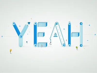 Yeah Type construction dots lines particles pieces style frame triangles type typography yeah