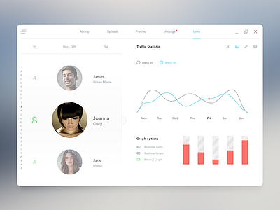 User Profile Dashboard analytics app clean dashboard graph minimal stats ui ux