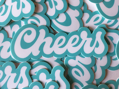 Cheers Stickers design hand illustration lettering script typography