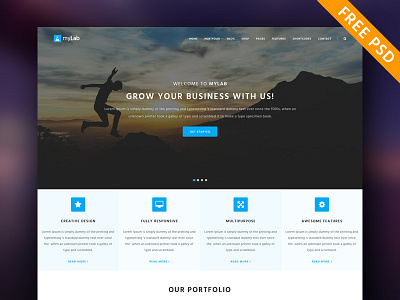 F R E E Responsive Template | myLab Free PSD free free gui free psd free ui portfolio responsive template