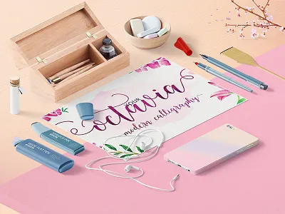 Octavia Script Typeface Presentation font hero mockup scene template type typeface typography