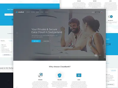 Landing for Cloudbank clean cloud flat form icon landing slider ui ux video