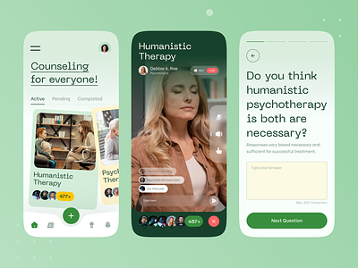 Therapy & Counseling app – Live Sessions best dribbble shot best shot branding counseling devignedge fitness app health app health counseling live counseling live sessions meeting mental health mhmanik02 mobile app psychology therapy trendy shot ui design voice zoom