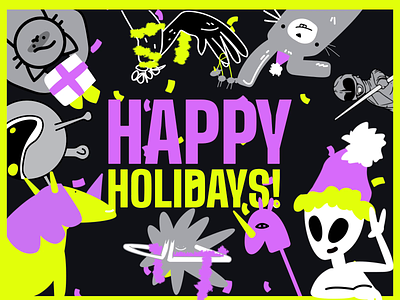 Happy Christmas & New Year 2d animation celebration character animation character design christmas gif gifts holiday hooray illstration lemons loop motion design motion graphics xmas