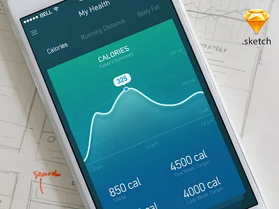 My health app app calories fitness health medical running sketch ui ux