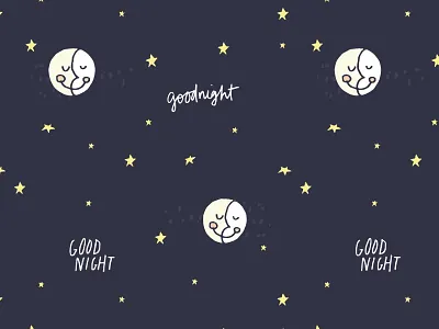 Goodnight Moon Pattern design hand lettering illustration moon pattern stars