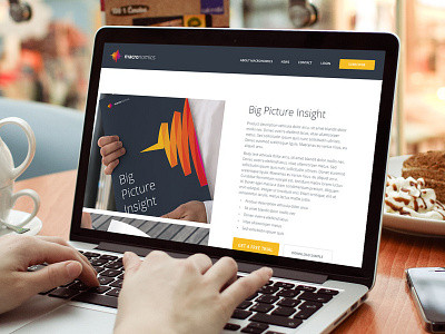 Macronomics Website Design Product Page blog blue and yellow design content design flat macronomics modern products ui ux website