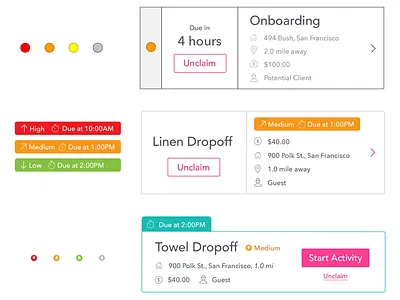 How to Manage My Activities? activities cards claim mobile priority ui ux