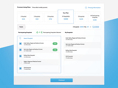 Service Cart checkout list selection medical payment plan shopping cart