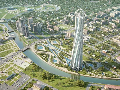 Grozniy City 2 3d 3dsmax cgi complex exterior grozniy modelling render visualization vray