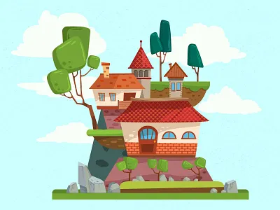 Sweet Home background card cartoon cloud home house illustration nice