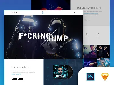 Hugo | FREE Landing Page bands design dzoan free freebie landing page music psd sketch