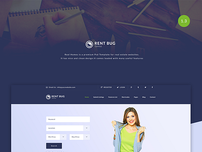 Genius - Rent Bug admin app dashboard envato grad graphs job landing logo rent typography ui