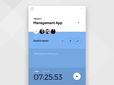 Time Tracker Widget Palette app card flat info management project time tool tracker ui widget