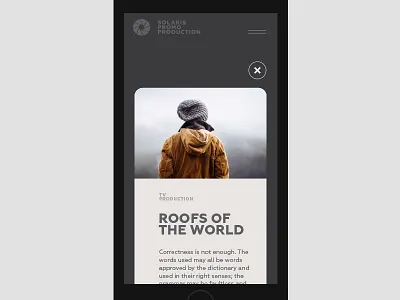 Solaris website. Mobile. 2 card mobile popup typography ui