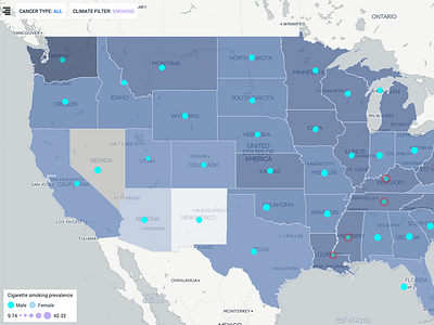 Climate and Cancer Map charts climate esri geo geospatial gis health mapbox ui ux