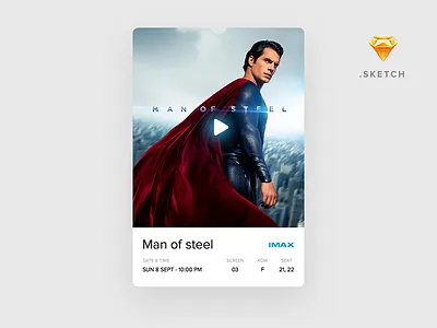 Movie Ticket Card (Sketch freebie) card clean interface movie ticket ui