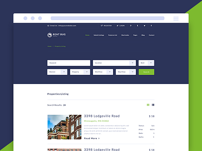 Genius - Rent Bug - Search admin app dashboard envato grad graphs job landing logo rent typography ui