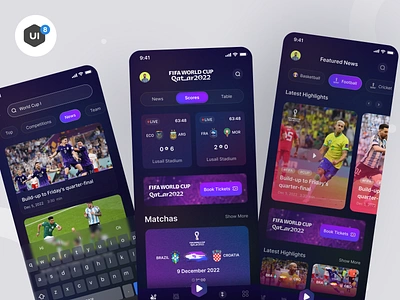 Filllo Live Score App UI Kit app app design design fifa football app game live score mobile mobile app player score app scoreboard soccer sports sports app ui ui kit design ui8 uikit worldcup