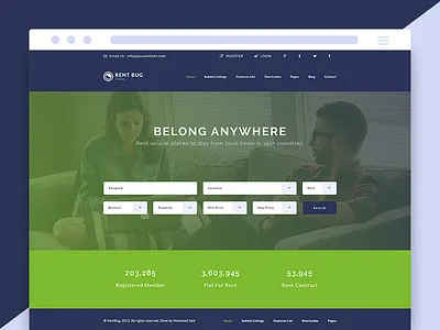 Genius - Rent Bug admin app dashboard envato grad graphs job landing logo rent typography ui