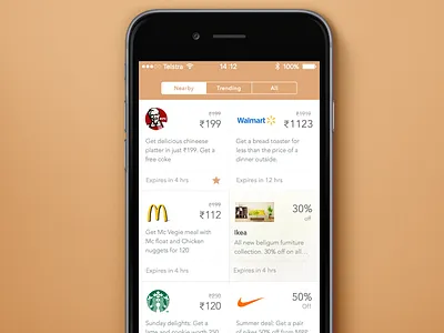 Physical Deals iOS app avenir flat gold grid ios minimal