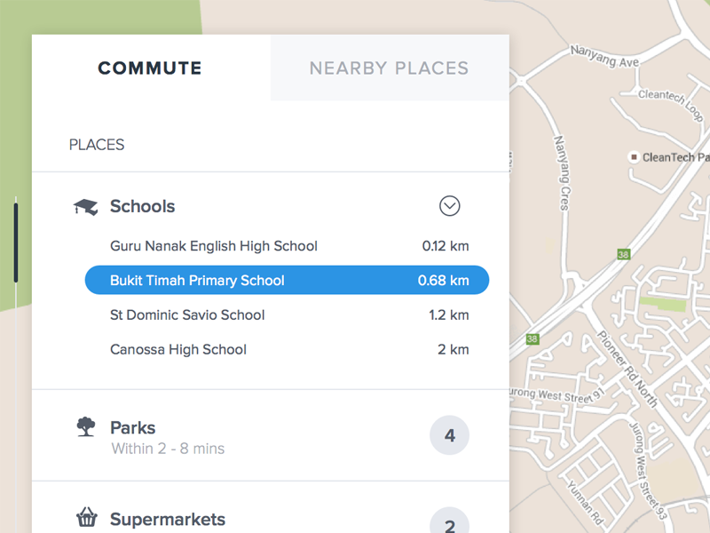 Example of Nearby Places