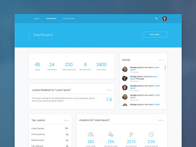 Dashboard card clean color material design minimal modern tabs ui ux webapp