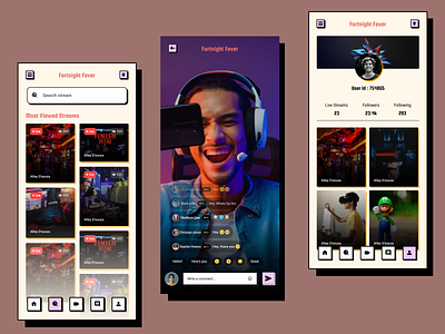 Game live streaming app app design brutal brutalic brutalism clean ui design studio game streaming game studio live streaming minimal mobile app mobile app design neubrutalism reels story streaming app uiux video app