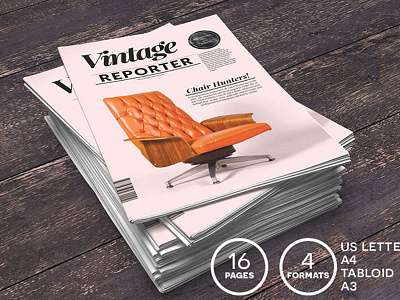 Vintage Reporter | Magazine template indesign template magazine magazine template newsletter retro vintage