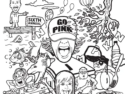 Sixth Annual Pink Pumpkin Run T-shirt graphics hand drawn illustration screen print t shirt