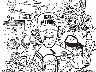 Sixth Annual Pink Pumpkin Run T-shirt graphics hand drawn illustration screen print t shirt