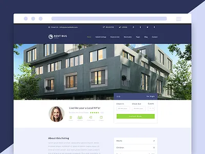 Genius - Rent Bug - flat page admin app dashboard envato grad graphs job landing logo rent typography ui
