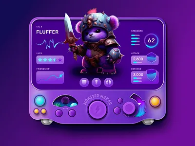 Monster Maker App app creature illustration midjourney midjourneyai monster purple skeuomorphism ui ux