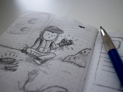 He's from the future character dotpad draw future glove paper pencil sketch space tech