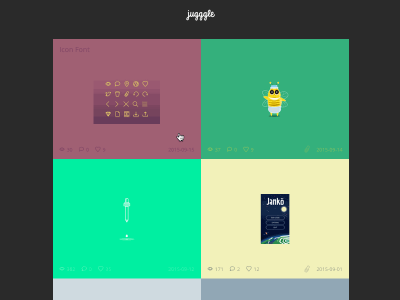 Jugggle animation color colors concept flat interaction interface modal ui ux web design website