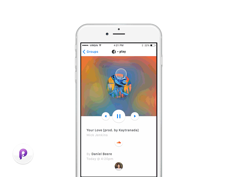 Facebook Play Principle Prototype concept facebook groups ios mobile mvp play playlist principle prototype soundcloud upload