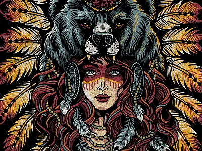 Native Bear americana art bear beauty design headdress illustration native tribal