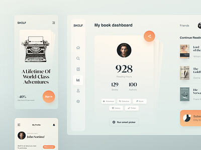 Shelf Dashboard design interface product startup ui ux web website