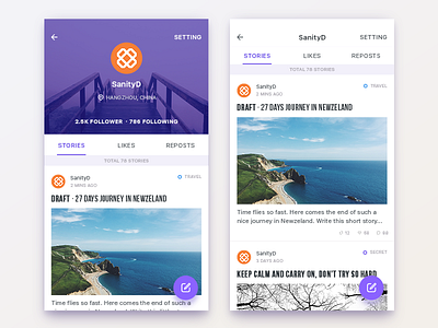 Profile UI list profile proposal story ui