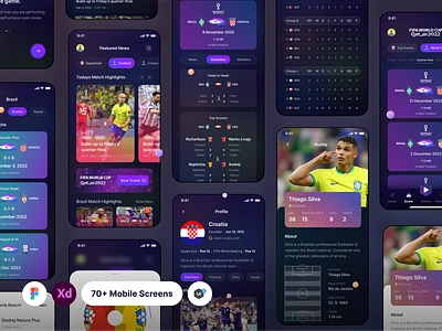 Filllo Live Score App UI Kit app app design champions league dark design design fifa app game live match live score mobile mobile app pattern players soccer sports sports app ui ui8 uikit uxui