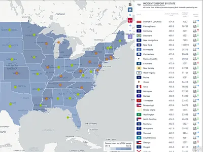 Climate and Cancer Map States List application data esri gis interactive list map states ui ux visualization web